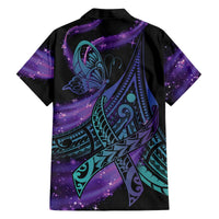 In September We Wear Teal And Purple Family Matching Off Shoulder Short Dress and Hawaiian Shirt Magic Ribbon Semicolon LT01 - Polynesian Pride