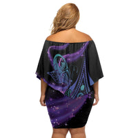 In September We Wear Teal And Purple Family Matching Off Shoulder Short Dress and Hawaiian Shirt Magic Ribbon Semicolon LT01 - Polynesian Pride