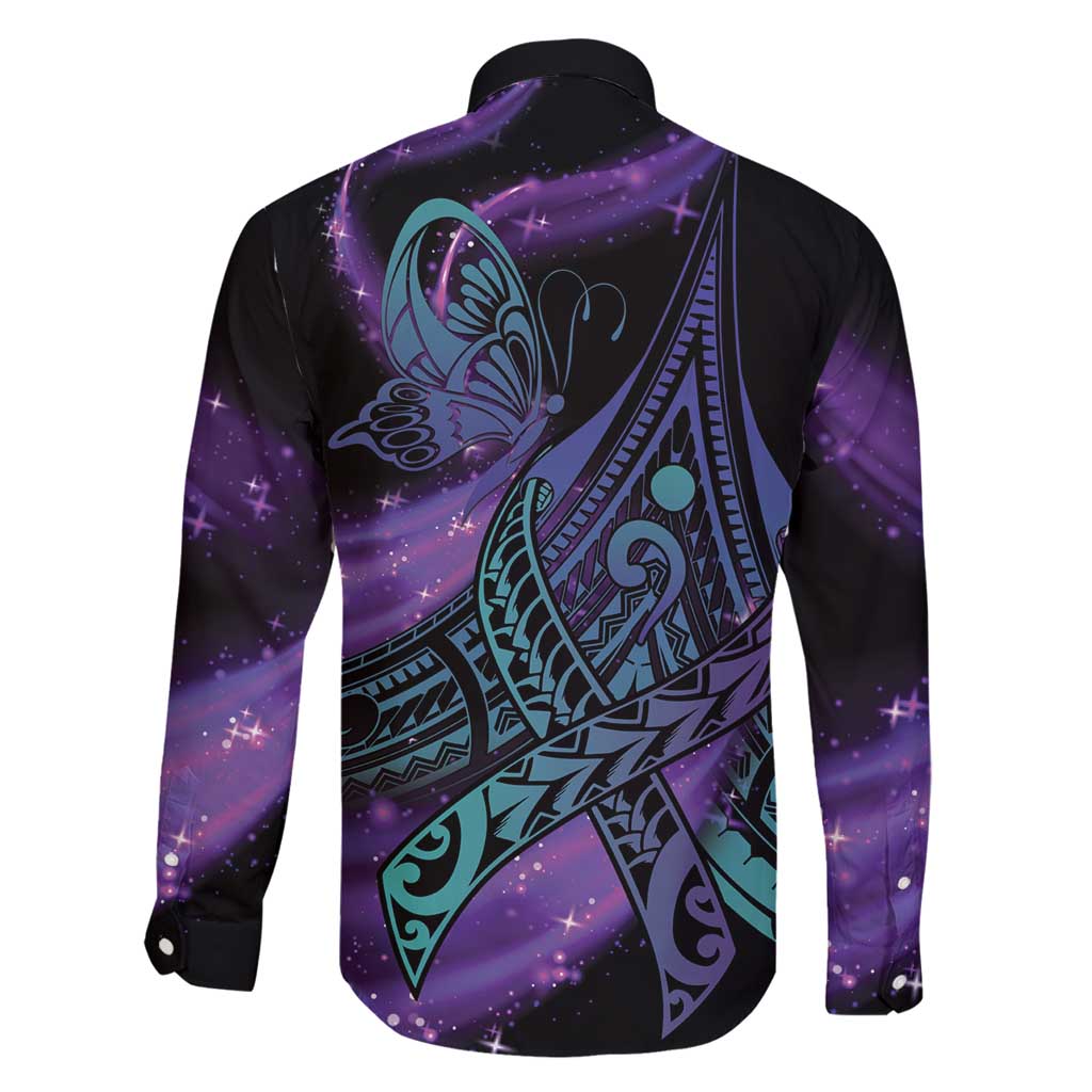 In September We Wear Teal And Purple Family Matching Tank Maxi Dress and Hawaiian Shirt Magic Ribbon Semicolon LT01 - Polynesian Pride