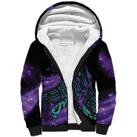 In September We Wear Teal And Purple Sherpa Hoodie Magic Ribbon Semicolon LT01 Unisex Purple - Polynesian Pride