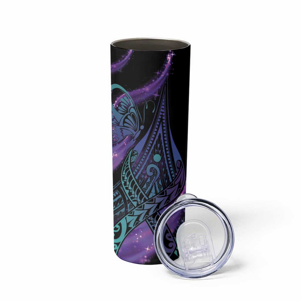 In September We Wear Teal And Purple Skinny Tumbler Magic Ribbon Semicolon LT01 - Polynesian Pride