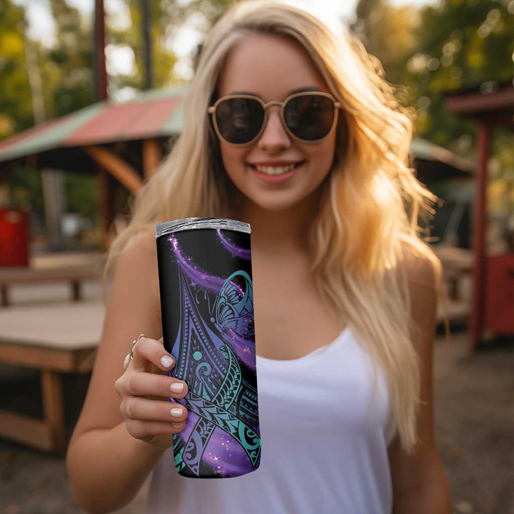 In September We Wear Teal And Purple Skinny Tumbler Magic Ribbon Semicolon LT01 - Polynesian Pride