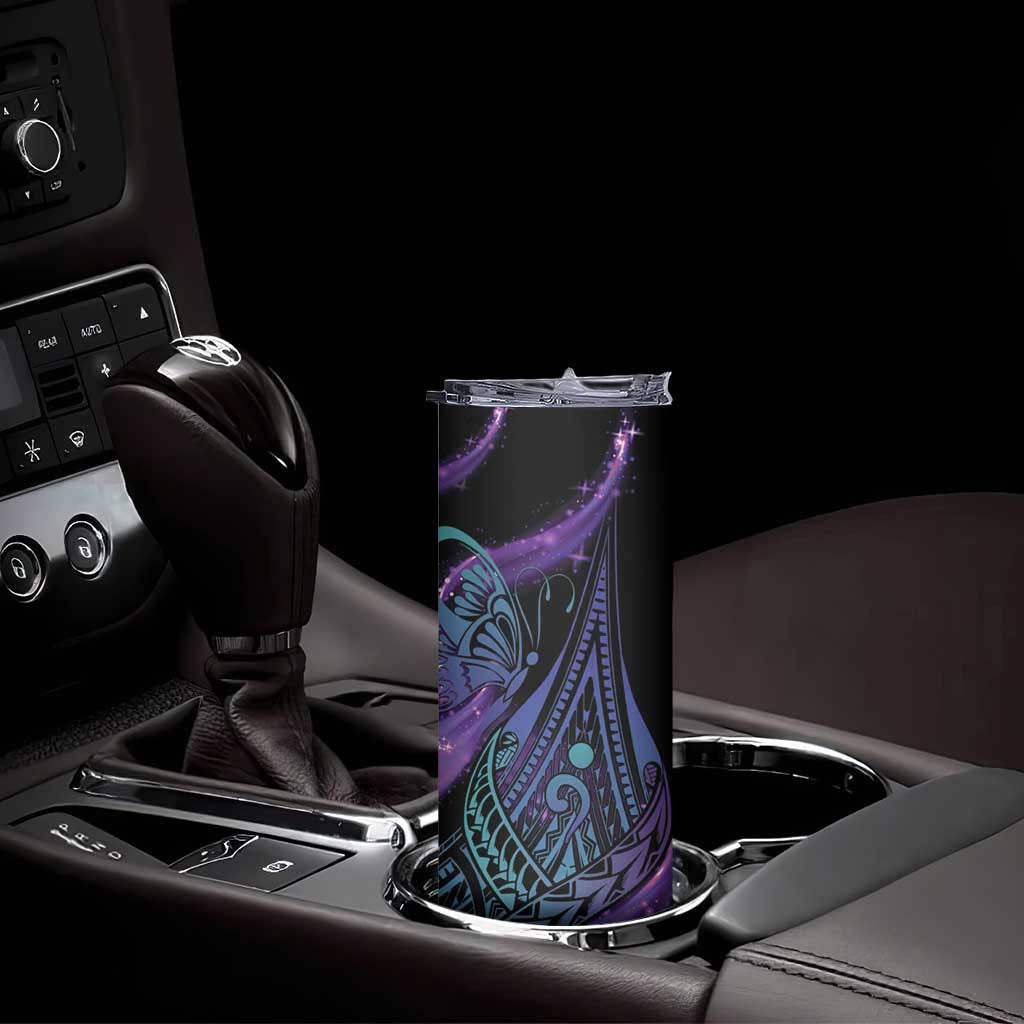 In September We Wear Teal And Purple Skinny Tumbler Magic Ribbon Semicolon LT01 - Polynesian Pride