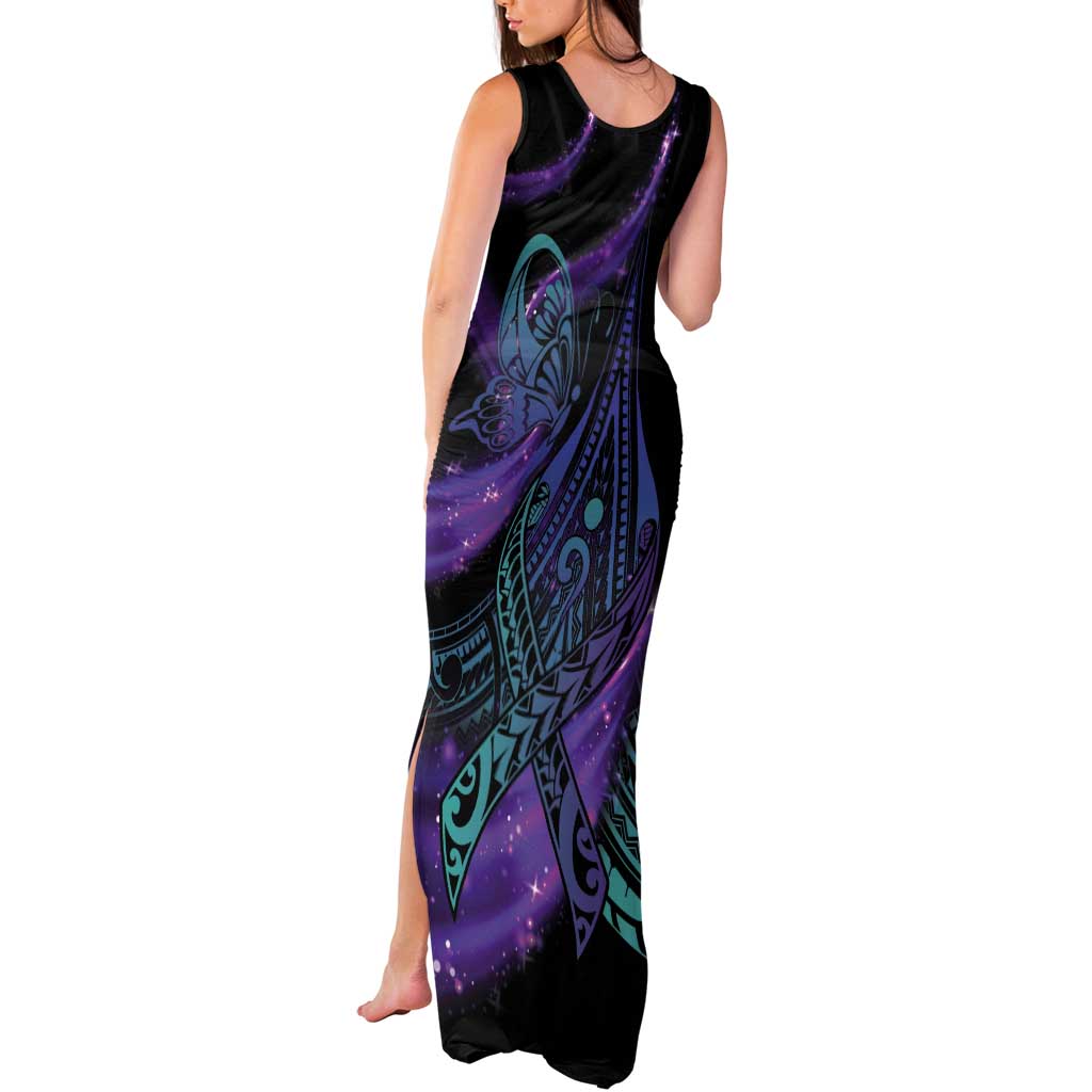 In September We Wear Teal And Purple Tank Maxi Dress Magic Ribbon Semicolon