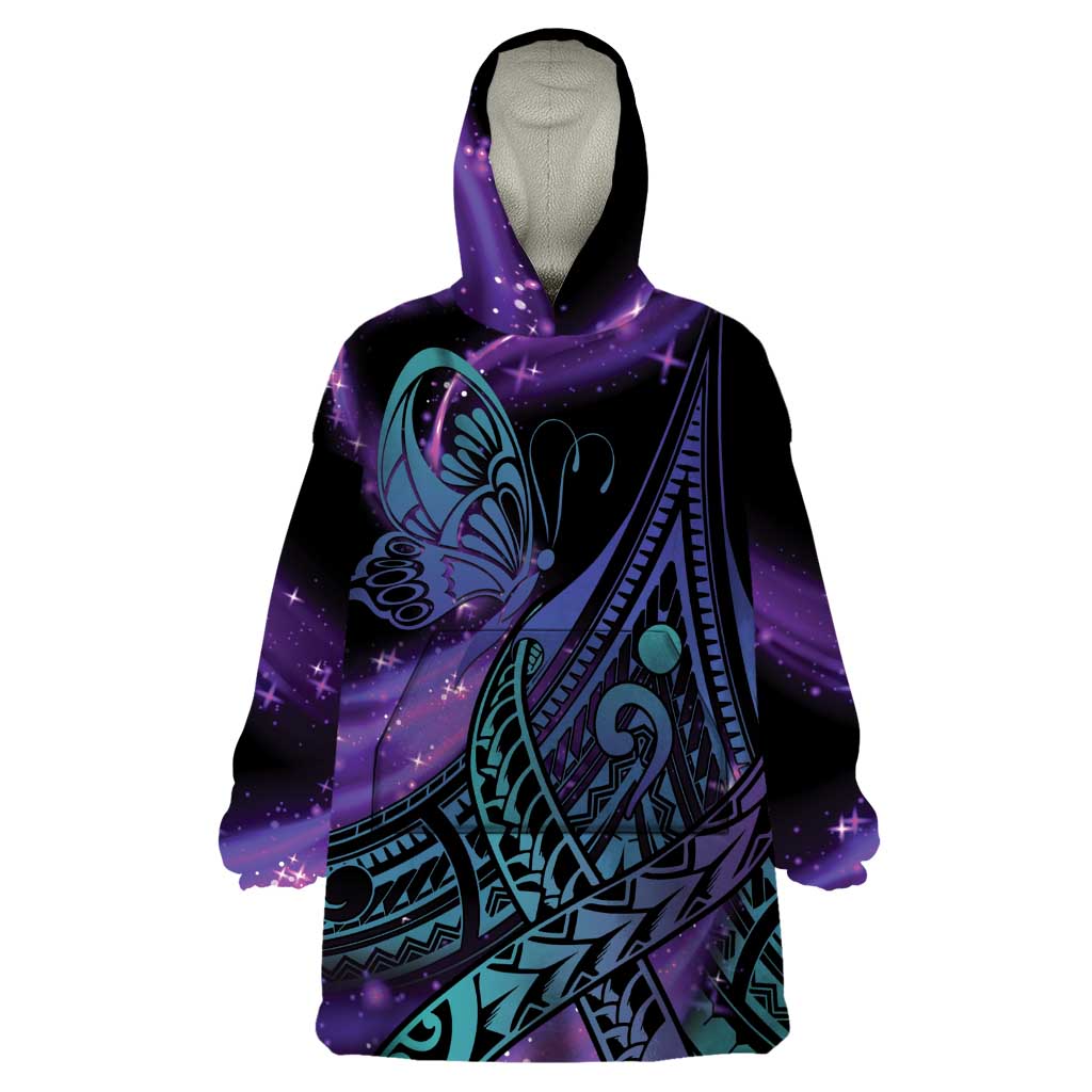 In September We Wear Teal And Purple Wearable Blanket Hoodie Magic Ribbon Semicolon LT01 One Size Purple - Polynesian Pride