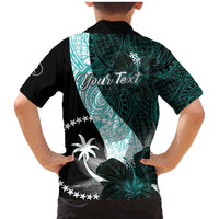 Chuuk Constitution Day Family Matching Mermaid Dress and Hawaiian Shirt Hibiscus Turquoise Pattern LT01 - Polynesian Pride