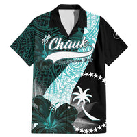 Chuuk Constitution Day Family Matching Mermaid Dress and Hawaiian Shirt Hibiscus Turquoise Pattern LT01 Dad's Shirt - Short Sleeve Turquoise - Polynesian Pride