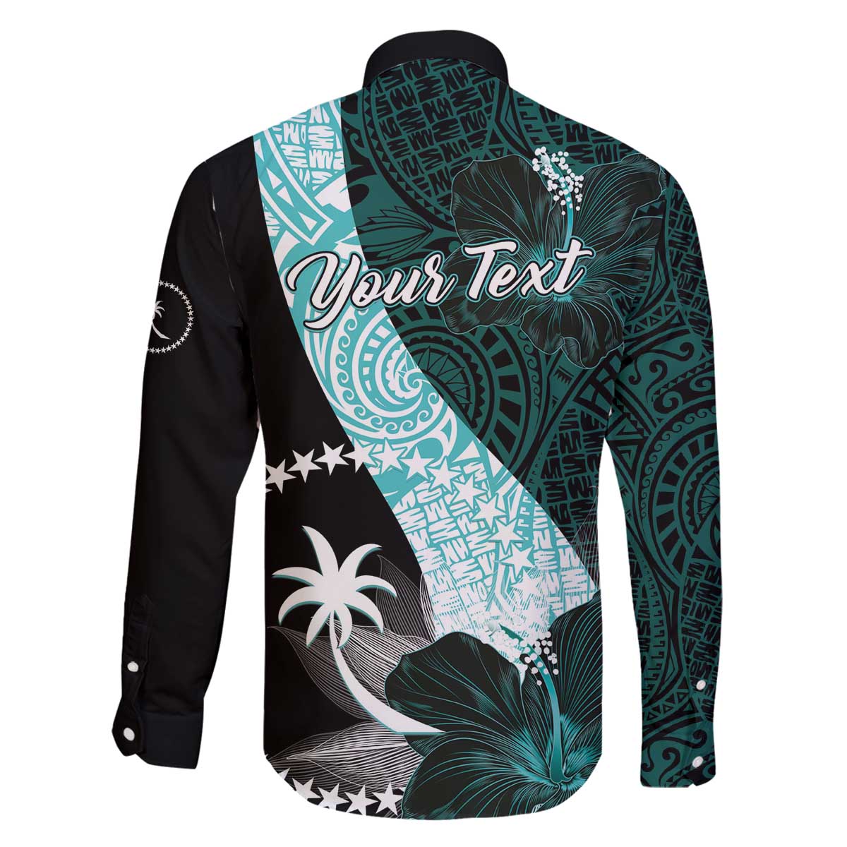 Chuuk Constitution Day Family Matching Off The Shoulder Long Sleeve Dress and Hawaiian Shirt Hibiscus Turquoise Pattern LT01 - Polynesian Pride