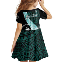 Chuuk Constitution Day Family Matching Off Shoulder Maxi Dress and Hawaiian Shirt Hibiscus Turquoise Pattern LT01 - Polynesian Pride