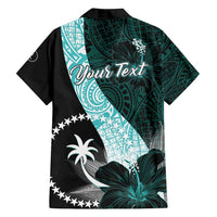 Chuuk Constitution Day Family Matching Off Shoulder Maxi Dress and Hawaiian Shirt Hibiscus Turquoise Pattern LT01 - Polynesian Pride