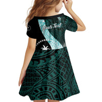 Chuuk Constitution Day Family Matching Off Shoulder Short Dress and Hawaiian Shirt Hibiscus Turquoise Pattern LT01 - Polynesian Pride