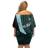 Chuuk Constitution Day Family Matching Off Shoulder Short Dress and Hawaiian Shirt Hibiscus Turquoise Pattern LT01 - Polynesian Pride