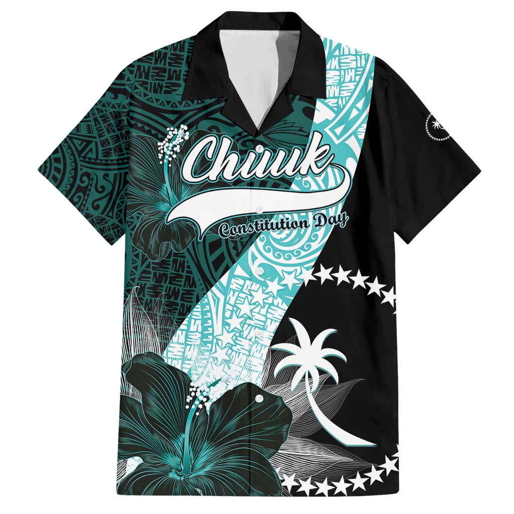 Chuuk Constitution Day Family Matching Summer Maxi Dress and Hawaiian Shirt Hibiscus Turquoise Pattern LT01 Dad's Shirt - Short Sleeve Turquoise - Polynesian Pride
