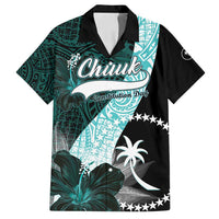 Chuuk Constitution Day Family Matching Summer Maxi Dress and Hawaiian Shirt Hibiscus Turquoise Pattern LT01 Dad's Shirt - Short Sleeve Turquoise - Polynesian Pride