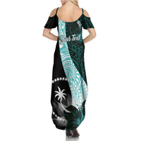Chuuk Constitution Day Family Matching Summer Maxi Dress and Hawaiian Shirt Hibiscus Turquoise Pattern LT01 - Polynesian Pride
