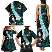 Chuuk Constitution Day Family Matching Tank Maxi Dress and Hawaiian Shirt Hibiscus Turquoise Pattern LT01 - Polynesian Pride