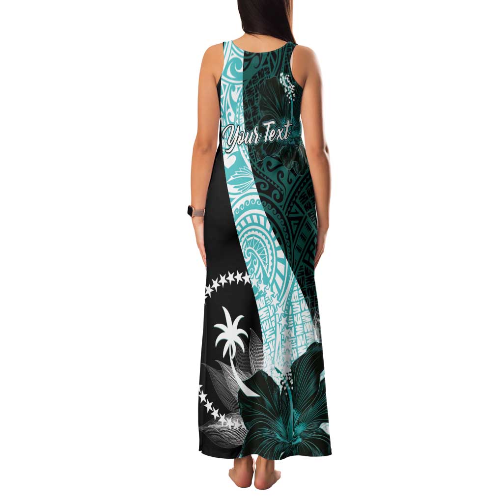 Chuuk Constitution Day Family Matching Tank Maxi Dress and Hawaiian Shirt Hibiscus Turquoise Pattern LT01 - Polynesian Pride