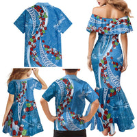 Fiji Tagimaucia Floral Family Matching Mermaid Dress and Hawaiian Shirt Tapa Pattern LT01 - Polynesian Pride