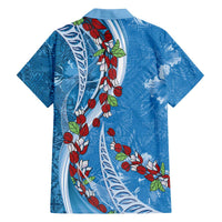 Fiji Tagimaucia Floral Family Matching Off The Shoulder Long Sleeve Dress and Hawaiian Shirt Tapa Pattern LT01 - Polynesian Pride