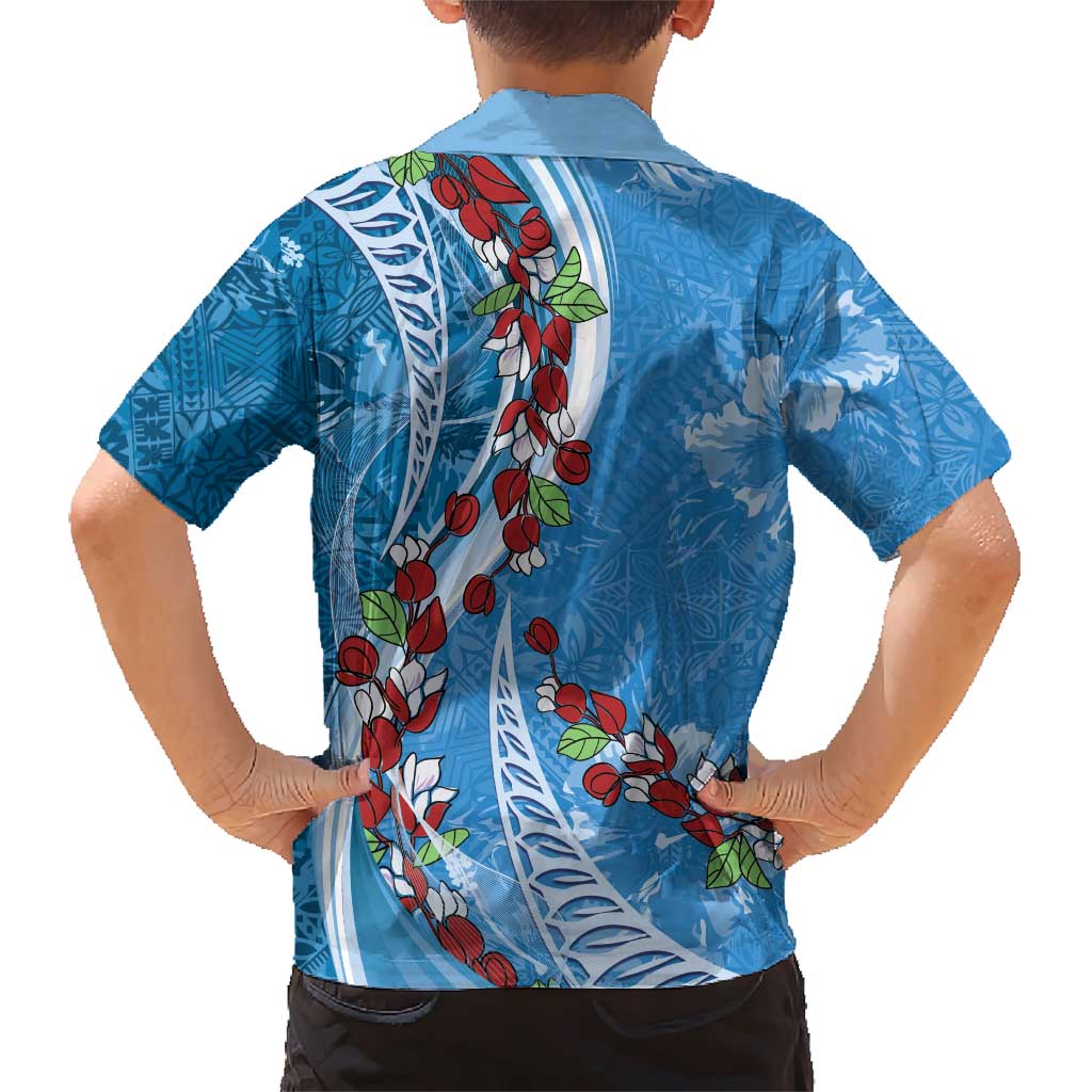 Fiji Tagimaucia Floral Family Matching Short Sleeve Bodycon Dress and Hawaiian Shirt Tapa Pattern LT01 - Polynesian Pride