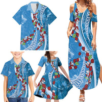 Fiji Tagimaucia Floral Family Matching Summer Maxi Dress and Hawaiian Shirt Tapa Pattern LT01 - Polynesian Pride