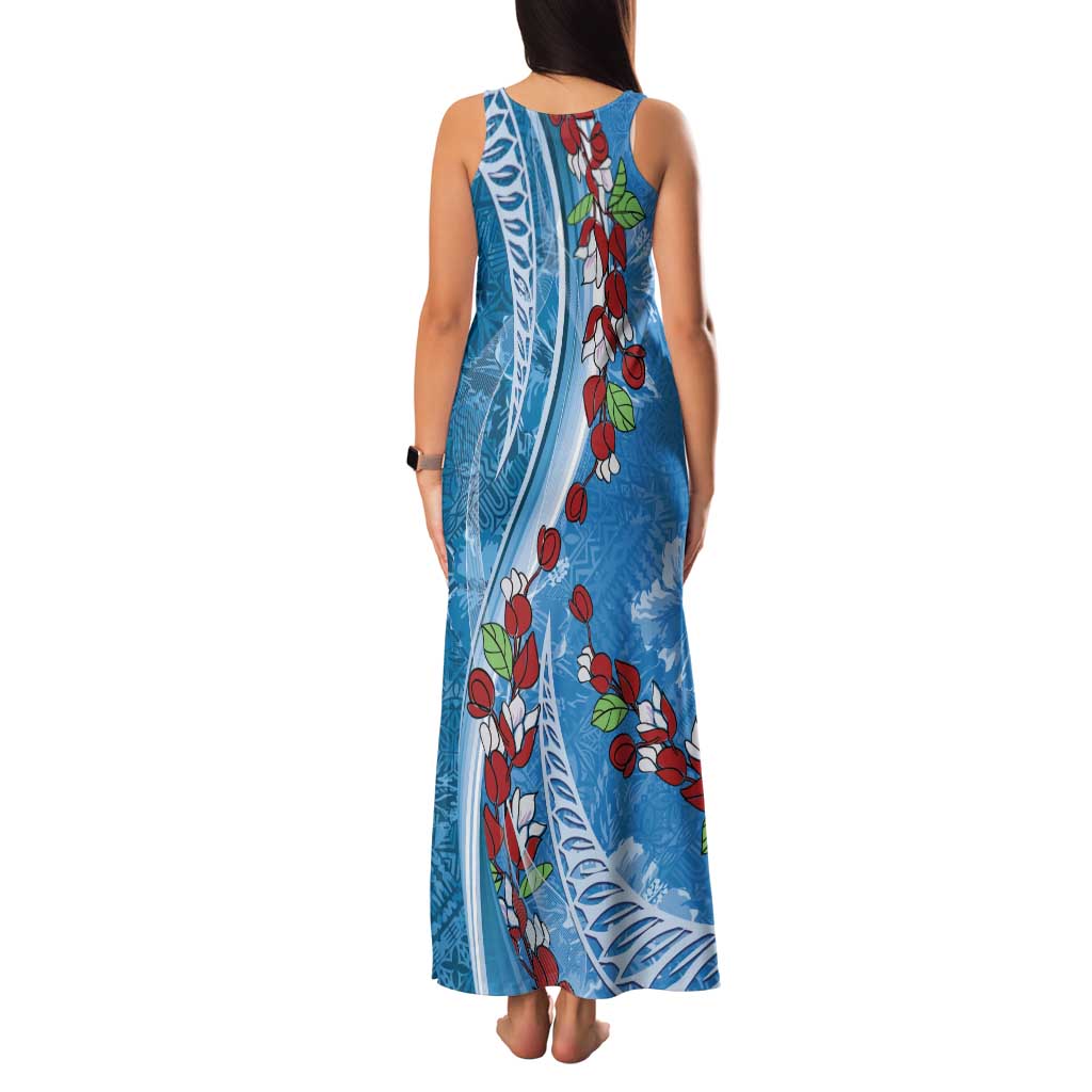 Fiji Tagimaucia Floral Family Matching Tank Maxi Dress and Hawaiian Shirt Tapa Pattern LT01 - Polynesian Pride