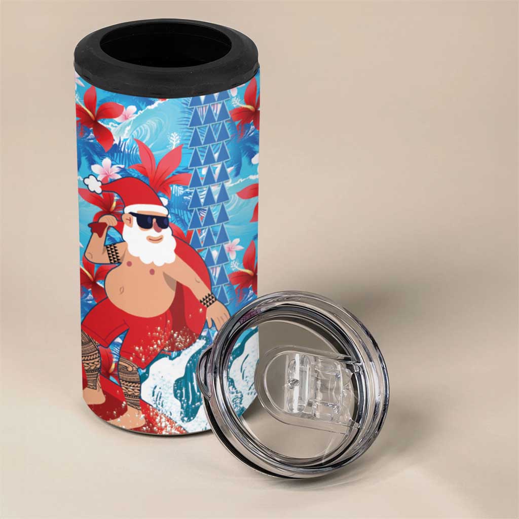 Hawaii Christmas 4 in 1 Can Cooler Tumbler Santa Claus Surfing Kakau Tropical Style LT01 - Polynesian Pride