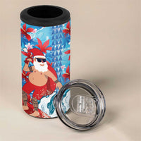 Hawaii Christmas 4 in 1 Can Cooler Tumbler Santa Claus Surfing Kakau Tropical Style LT01 - Polynesian Pride