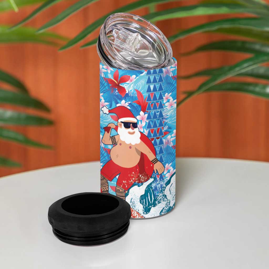 Hawaii Christmas 4 in 1 Can Cooler Tumbler Santa Claus Surfing Kakau Tropical Style LT01 - Polynesian Pride
