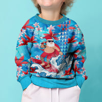 Hawaii Christmas Kid Ugly Christmas Sweater Santa Claus Surfing Kakau Tropical Style LT01 - Polynesian Pride