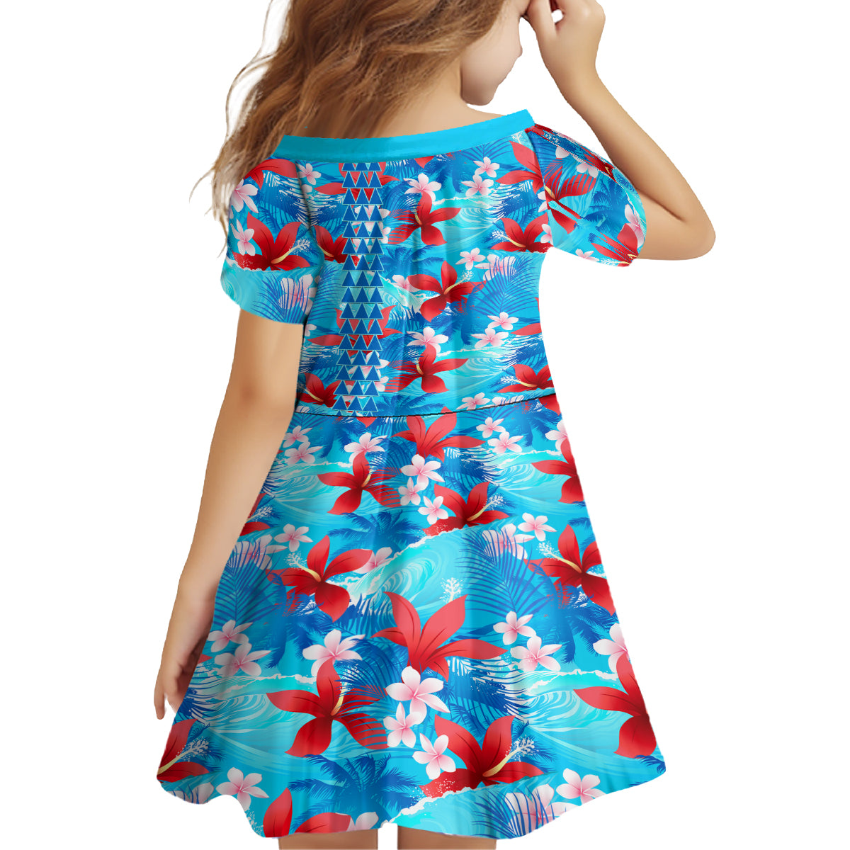 Hawaii Christmas Kid Short Sleeve Dress Santa Claus Surfing Kakau Tropical Style LT01 - Polynesian Pride