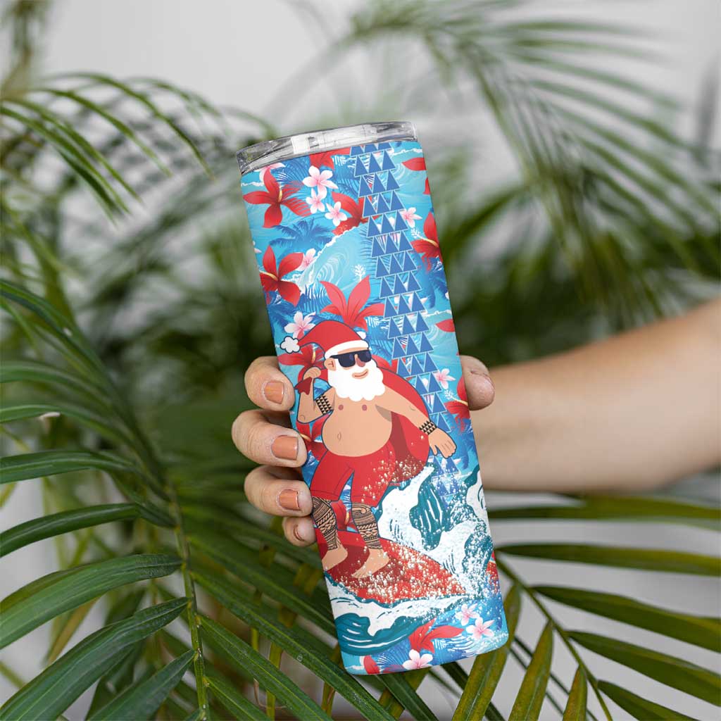 Hawaii Christmas Skinny Tumbler Santa Claus Surfing Kakau Tropical Style LT01 - Polynesian Pride