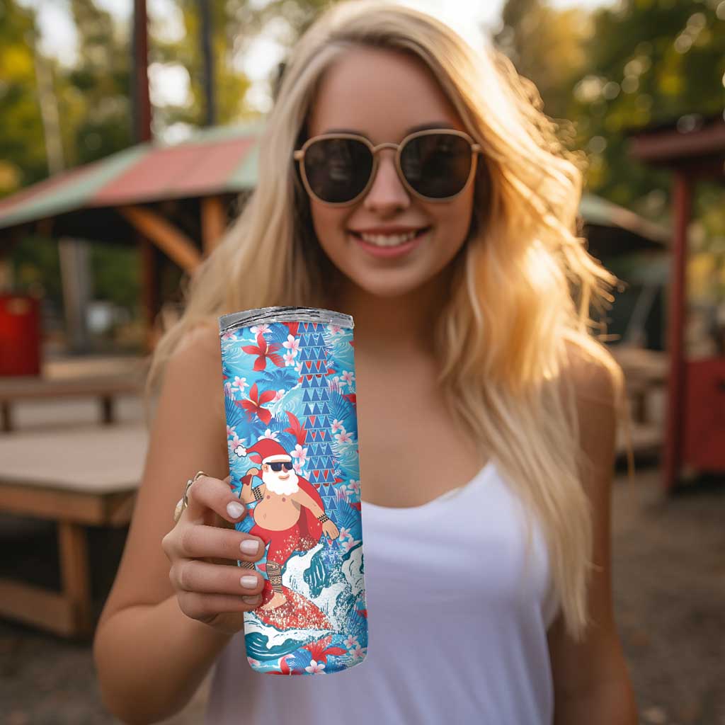 Hawaii Christmas Skinny Tumbler Santa Claus Surfing Kakau Tropical Style LT01 - Polynesian Pride