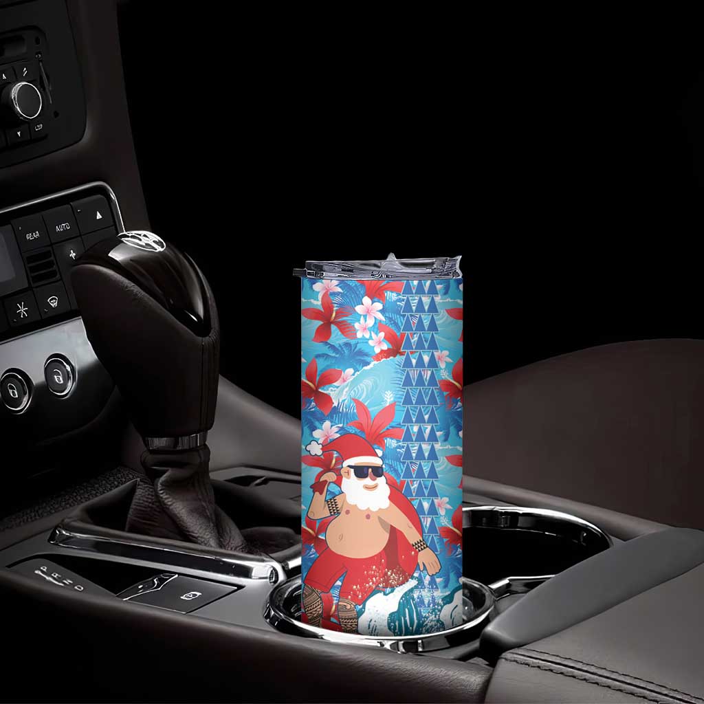 Hawaii Christmas Skinny Tumbler Santa Claus Surfing Kakau Tropical Style LT01 - Polynesian Pride