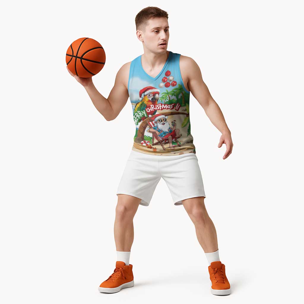 Personalized Hawaii Santa Parrot Christmas Basketball Jersey Summer Vibe LT01 - Polynesian Pride