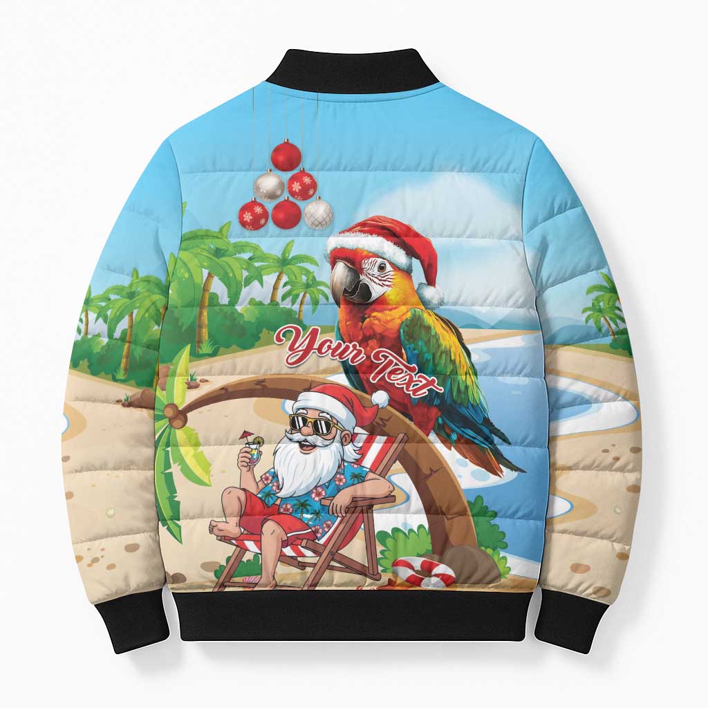 Personalized Hawaii Santa Parrot Christmas Bomber Puffer Jacket Summer Vibe LT01 - Polynesian Pride