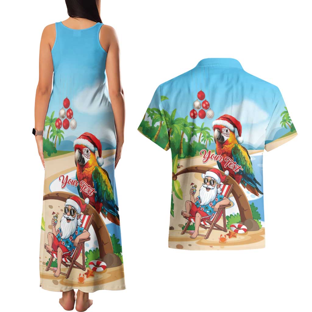 Personalized Hawaii Santa Parrot Christmas Couples Matching Tank Maxi Dress and Hawaiian Shirt Summer Vibe LT01 - Polynesian Pride