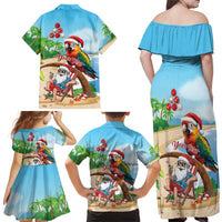 Personalized Hawaii Santa Parrot Christmas Family Matching Off Shoulder Maxi Dress and Hawaiian Shirt Summer Vibe LT01 - Polynesian Pride