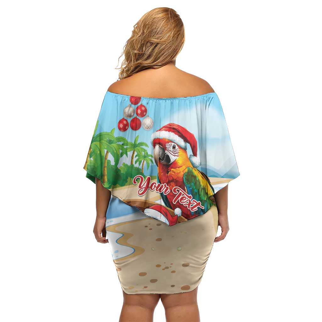 Personalized Hawaii Santa Parrot Christmas Family Matching Off Shoulder Short Dress and Hawaiian Shirt Summer Vibe LT01 - Polynesian Pride