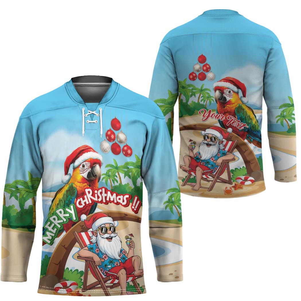 Personalized Hawaii Santa Parrot Christmas Hockey Jersey Summer Vibe LT01 - Polynesian Pride