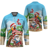 Personalized Hawaii Santa Parrot Christmas Hockey Jersey Summer Vibe LT01 - Polynesian Pride