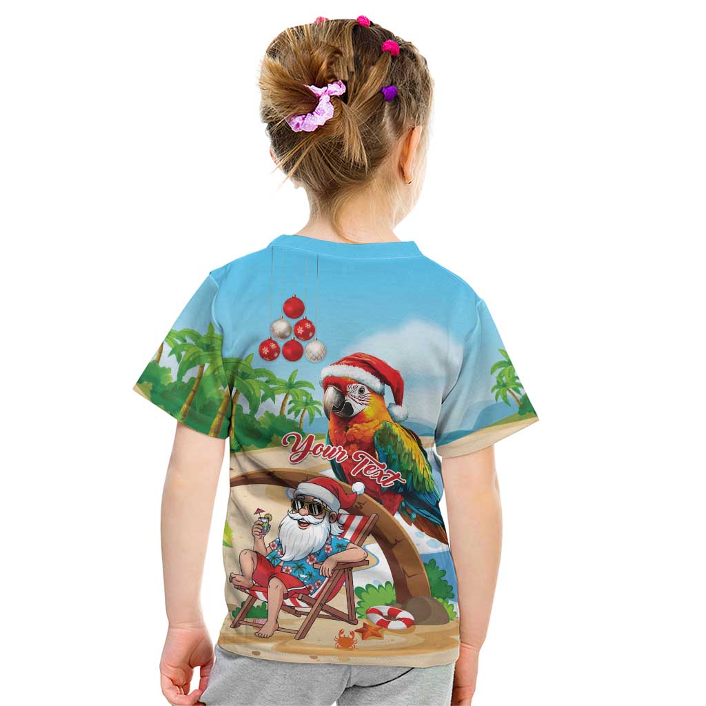 Personalized Hawaii Santa Parrot Christmas Kid T Shirt Summer Vibe - Polynesian Pride