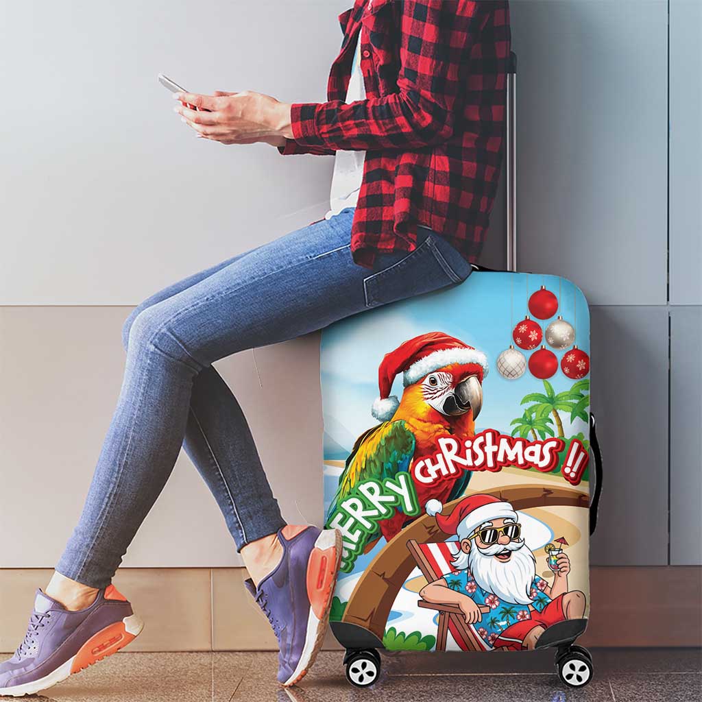 Hawaii Santa Parrot Christmas Luggage Cover Summer Vibe - Polynesian Pride