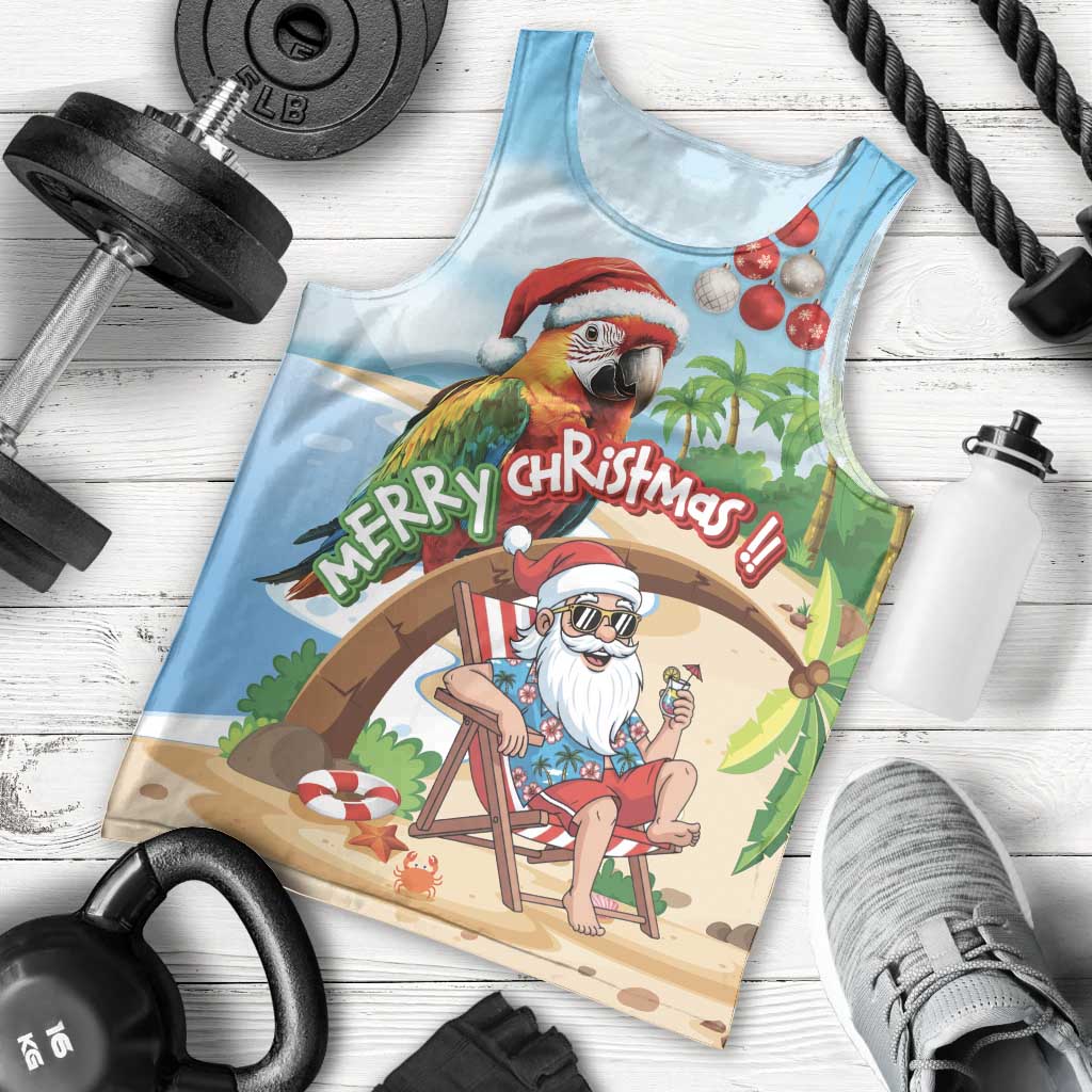 Personalized Hawaii Santa Parrot Christmas Men Tank Top Summer Vibe LT01 - Polynesian Pride