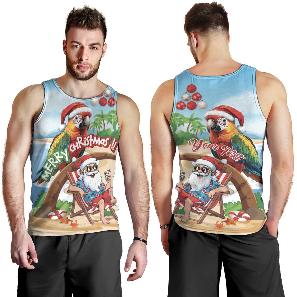 Personalized Hawaii Santa Parrot Christmas Men Tank Top Summer Vibe LT01 - Polynesian Pride