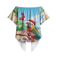 Personalized Hawaii Santa Parrot Christmas Off Shoulder Wrap Waist Top Summer Vibe LT01 - Polynesian Pride