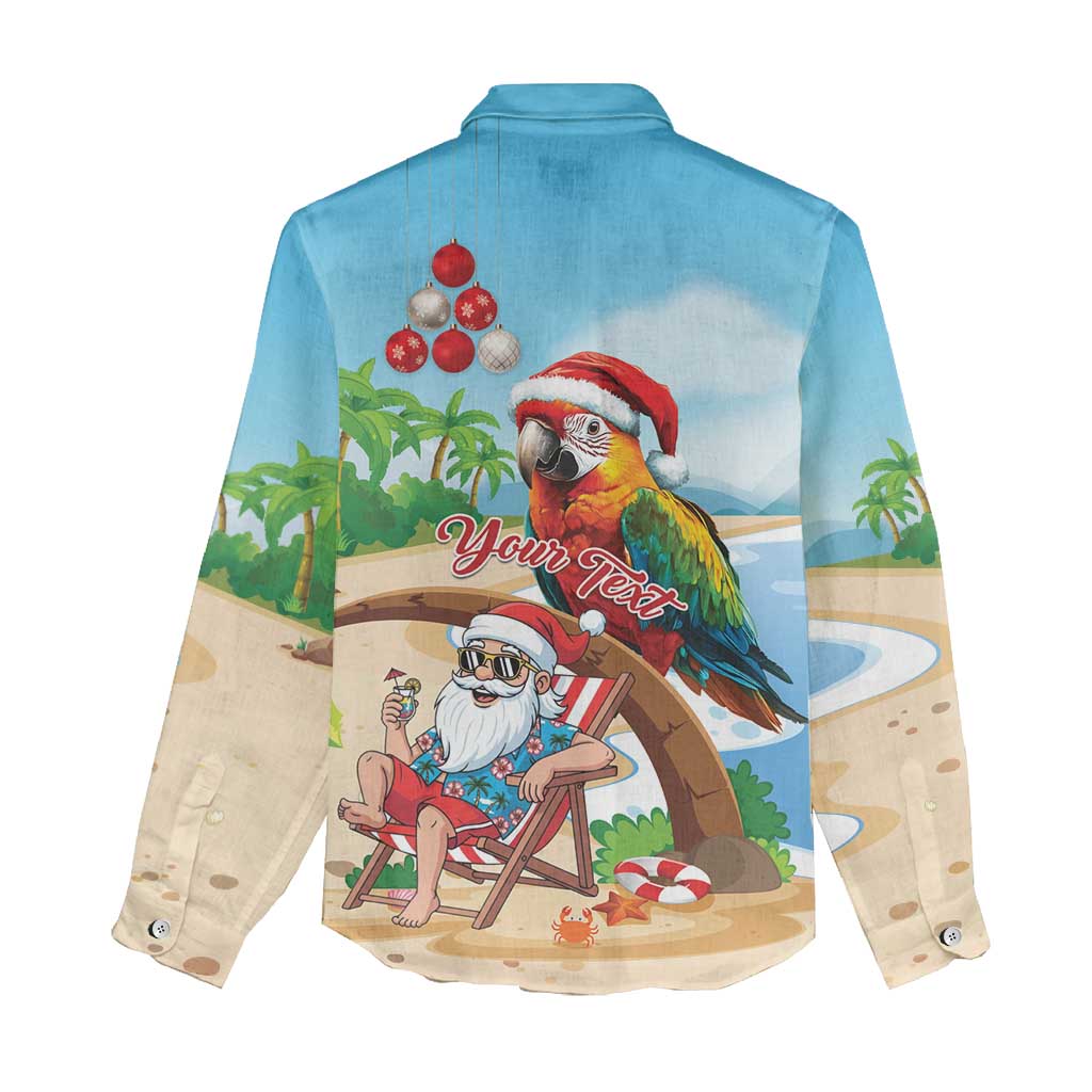 Personalized Hawaii Santa Parrot Christmas Women Casual Shirt Summer Vibe - Polynesian Pride