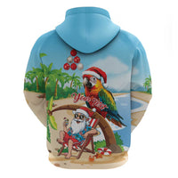 Personalized Hawaii Santa Parrot Christmas Zip Hoodie Summer Vibe LT01 - Polynesian Pride