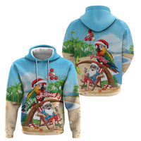 Personalized Hawaii Santa Parrot Christmas Zip Hoodie Summer Vibe LT01 - Polynesian Pride