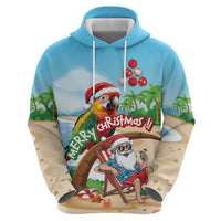 Personalized Hawaii Santa Parrot Christmas Zip Hoodie Summer Vibe LT01 - Polynesian Pride
